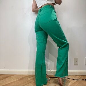 Zara Green Sailor Flare Jeans